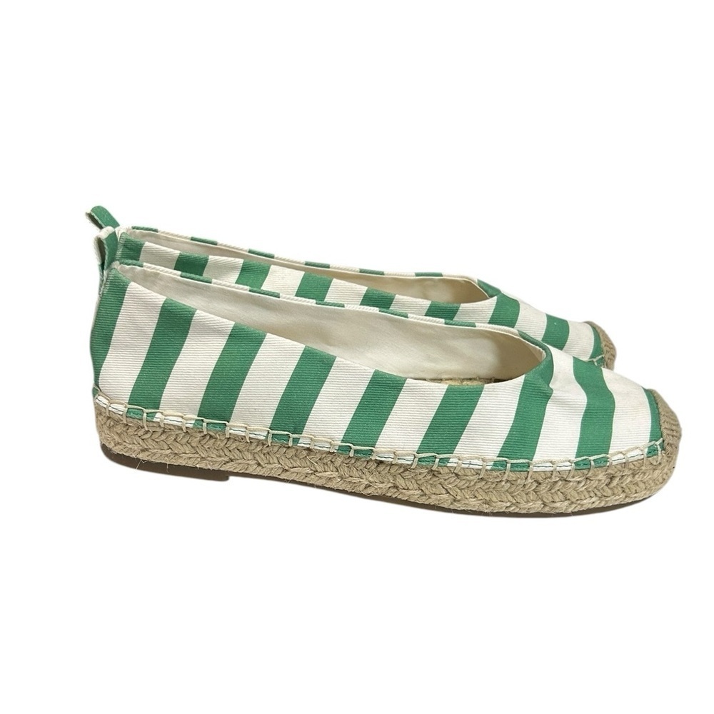 Draper James Georgia Green White Stripes Slip On Espadrilles Size 10